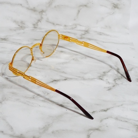 Clear Gold Round Sunglasses - Picture 3 of 7